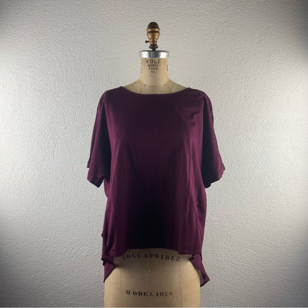 Anthropologie l M Eri + Ali Knit Sheer Layered Cuffed Sleeve Oversized Tee Shirt